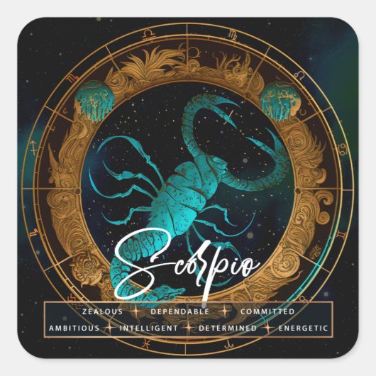 Celestial Galaxy Schorpioen Fantasie Etherische Zo Vierkante Sticker (Voorkant)