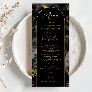 Celestial Galaxy Sun Crescent Moon Black Boho Menu