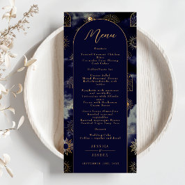 Celestial Galaxy Sun Crescent Moon Navy Boho Menu