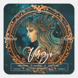 Celestial Galaxy Virgo Fantasy ETHERISCHE Dierenri Vierkante Sticker