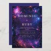 Celestial Galaxy Wedding Invitation Kaart (Voorkant / Achterkant)