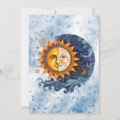 Celestial Geel Blauw Zon Maan Bruiloft Kaart (Achterkant)