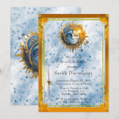 Celestial Geel Blauw Zon Maan Brunch & Bubble Kaart (Voorkant / Achterkant)