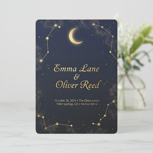 Celestial Gemini Wedding Invitation Elegant Double (Debout devant)