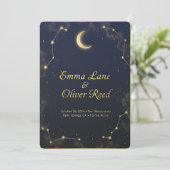 Celestial Gemini Wedding Invitation Elegant Double Kaart (Staand voorkant)