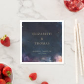 Celestial Gift Midnight Blue Sky Stars Waterverf Servet (Insitu)