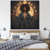 Celestial Goddess Afro Art – Uitgerekt Canvas (Insitu (Slaapkamer))