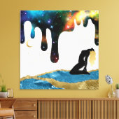 *~* Celestial Goddess Fantasy Mystical Gold Blue Canvas Afdruk (Insitu (Woonkamer))