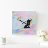 *~* Celestial Goddess Rainbow Pastel Glitter AP22 Vierkante Klok (Huis)