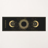 Celestial Gold Black Sun Moon Phase Gepersonalisee Yogamat (Voorkant (horizontaal))