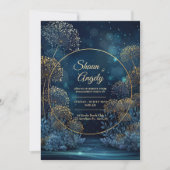Celestial Gold Forest Circle Wedding Kaart (Voorkant)