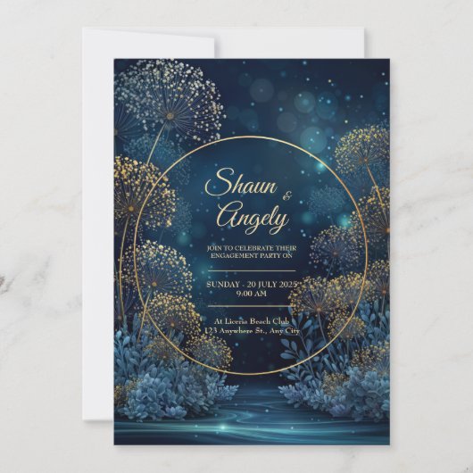 Celestial Gold Forest Circle Wedding Kaart (Voorkant)