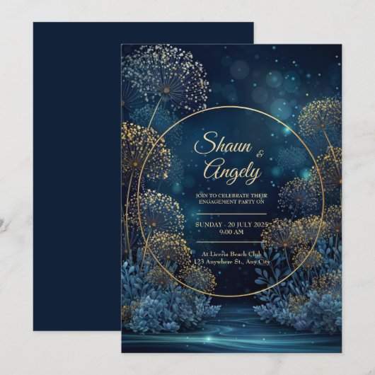 Celestial Gold Forest Circle Wedding Kaart (Voorkant / Achterkant)