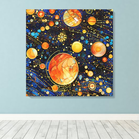 Celestial Gold Galaxy Canvas Art Afdruk (Insitu (Houten vloer))