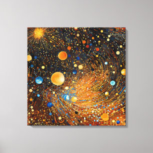 Celestial Gold Galaxy Canvas Art Afdruk