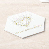 Celestial Gold Heart Wedding Coasters - Our Love Kartonnen Onderzetters (Schuin)