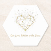 Celestial Gold Heart Wedding Coasters - Our Love Kartonnen Onderzetters (Voorkant)