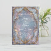Celestial Gold Lijst Galaxy Wedding Invitation Kaart (Staand voorkant)