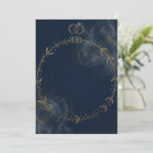 Celestial Gold Moon & Star Blue Wedding invitation (Debout devant)
