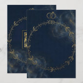 Celestial Gold Moon & Star Blue Wedding invitation (Devant / Derrière)