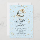 Celestial Gold Moon Stars Light Blue Kaart (Voorkant)