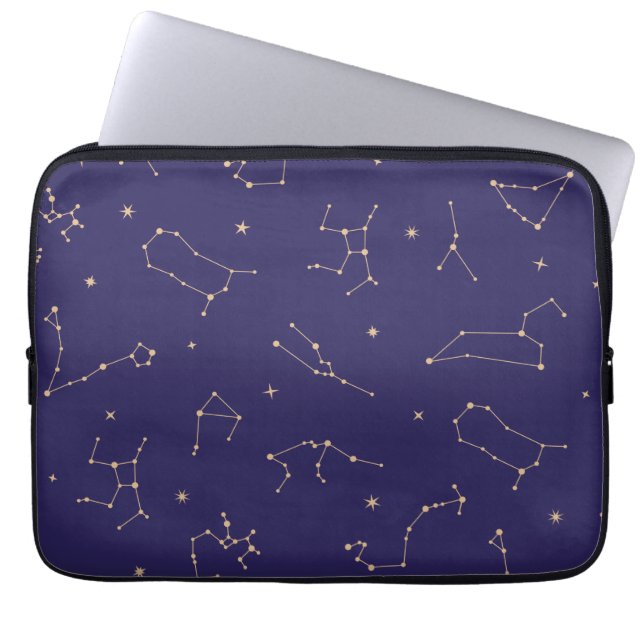 Celestial Gold Star Solareclipse Thema Laptop Sleeve (Voorkant)