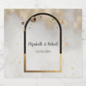 Celestial Gold Star Zon en Maan Galaxy Sparkling Wijnetiket (Enkel label)