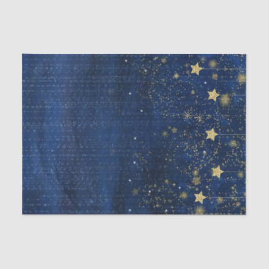 Celestial Gold Stars Sparkle Night Sky Custom Gift Tissuepapier (Voorkant)