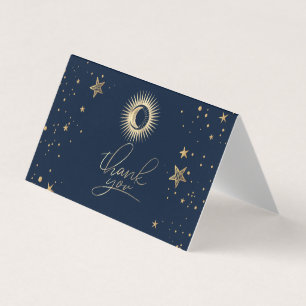 Celestial Gold Sun And Moon Stars Thank You Card Visitekaartjes