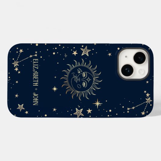 Celestial Gold Sun en maan Case-Mate iPhone Case (Achterkant (horizontaal))