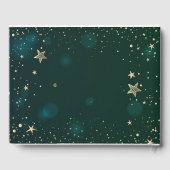 Celestial Gold Sun en Moon Stars Green Gastenboek (Achterkant)
