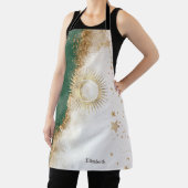 Celestial Gold Sun en Moon Stars Green Schort (Insitu)