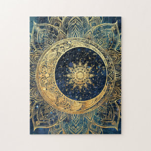Celestial Gold Sun Mandala Spiritueel Sterren Gala Legpuzzel