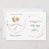 Celestial Gold Sun & Moon Monogram Crest QR Code Kaart (Voorkant)