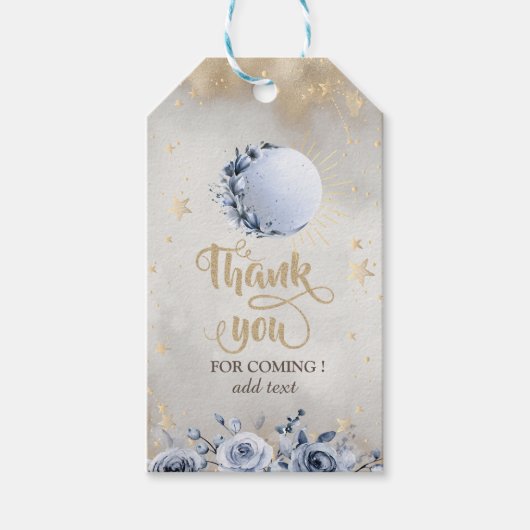 Celestial Gold Sun, Moon Rozen Stars Night Sky Cadeaulabel (Voorkant)