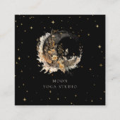 Celestial Golden Moon Luxe Vierkante Visitekaartje (Voorkant)