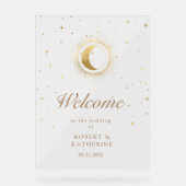 Celestial Golden Stars Moon Acryl Bord (Voorkant)