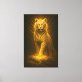Celestial Golden White Tiger – Divine Gaze Luminou Canvas Afdruk (Voorkant)