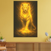 Celestial Golden White Tiger – Divine Halo Fine Ar Canvas Afdruk (Insitu (Woonkamer))
