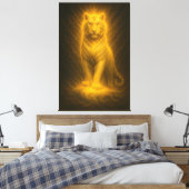 Celestial Golden White Tiger – Supreme Radiant Pow Canvas Afdruk (Insitu (Slaapkamer))