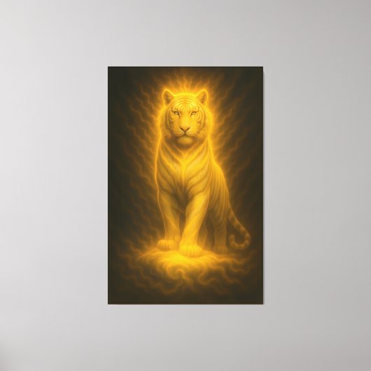 Celestial Golden White Tiger – Supreme Radiant Pow Canvas Afdruk (Voorkant)