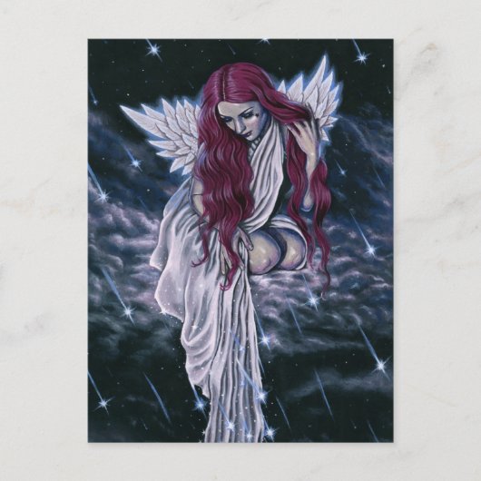 Celestial Gothic Angel Shooting Stars Briefkaart (Voorkant)