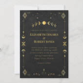Celestial Gothic Black and Gold Wedding Invitation (Devant)