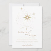 Celestial Goud en Witte Sterren Bruiloft Kaart (Voorkant)