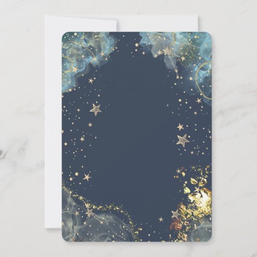 Celestial Goud Zon Maan Goud Glitter Bruiloft Kaart (Achterkant)