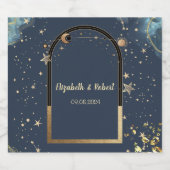 Celestial Goud Zon Maan Goud Glitter Sparkling Wijnetiket (Enkel label)