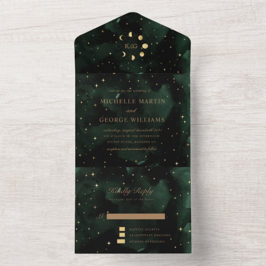 Celestial gouden bruiloft alles in één uitnodiging (Binnen)