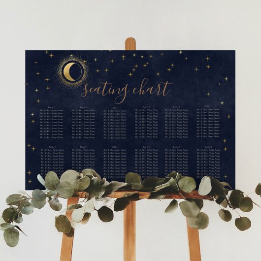 Celestial Gouden Bruiloft Zitting Grafiek Poster