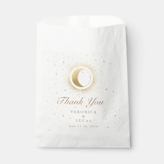 Celestial Gouden Maan Bruiloft Dank u Bedankzakje (Voorkant)