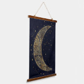 Celestial Gouden Maan Esthetisch Hangend Wandkleed (Gebogen)
